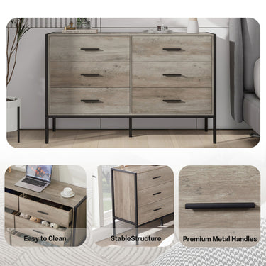 Wooden Dresser With 6 Drawers